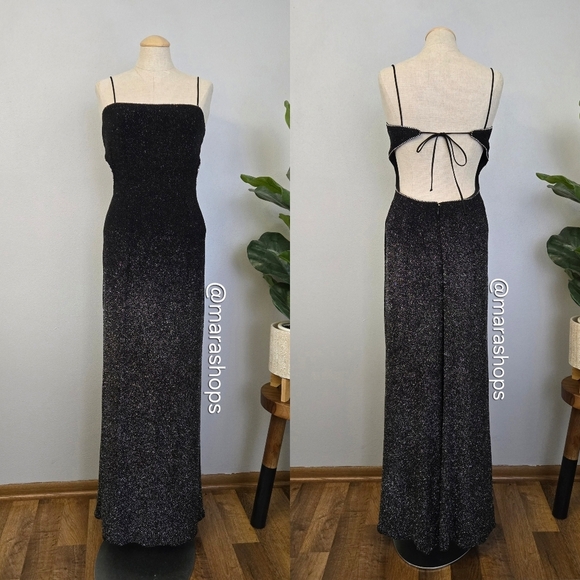 Vintage Y2K Dave & Johnny Strappy Backless Elegant Black Dress - Picture 1 of 6